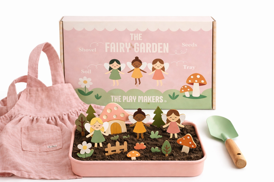 Fairy Garden Starter Kit (Apron,Tray, Shovel, Fairies, Soil & Seeds) The Playmakers Co.