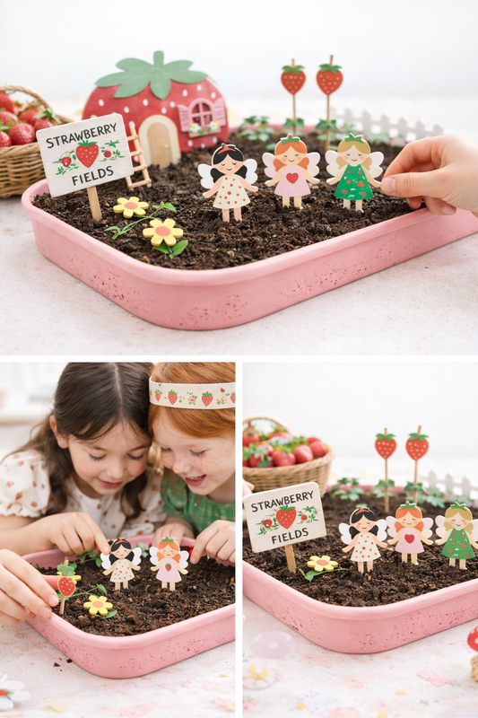Strawberry Fairy Garden Refill Kit (Fairies, Soil & seeds) The Playmakers Co.