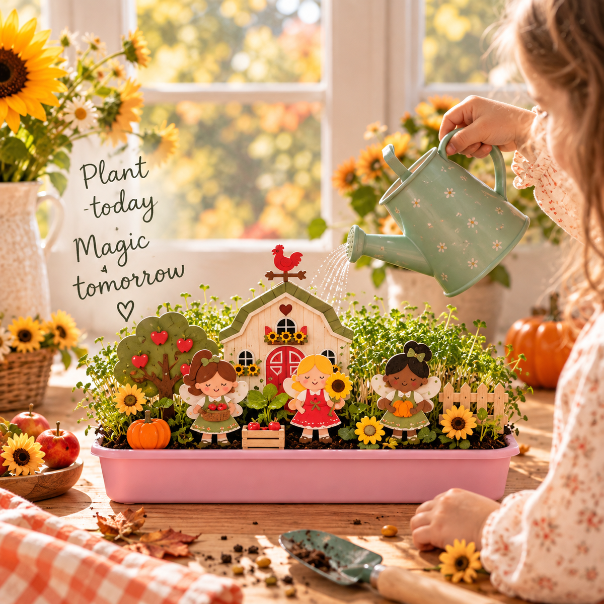 Happy Harvest Fairy Garden Refill (Fairies, Soil & Seeds) The Playmakers Co.