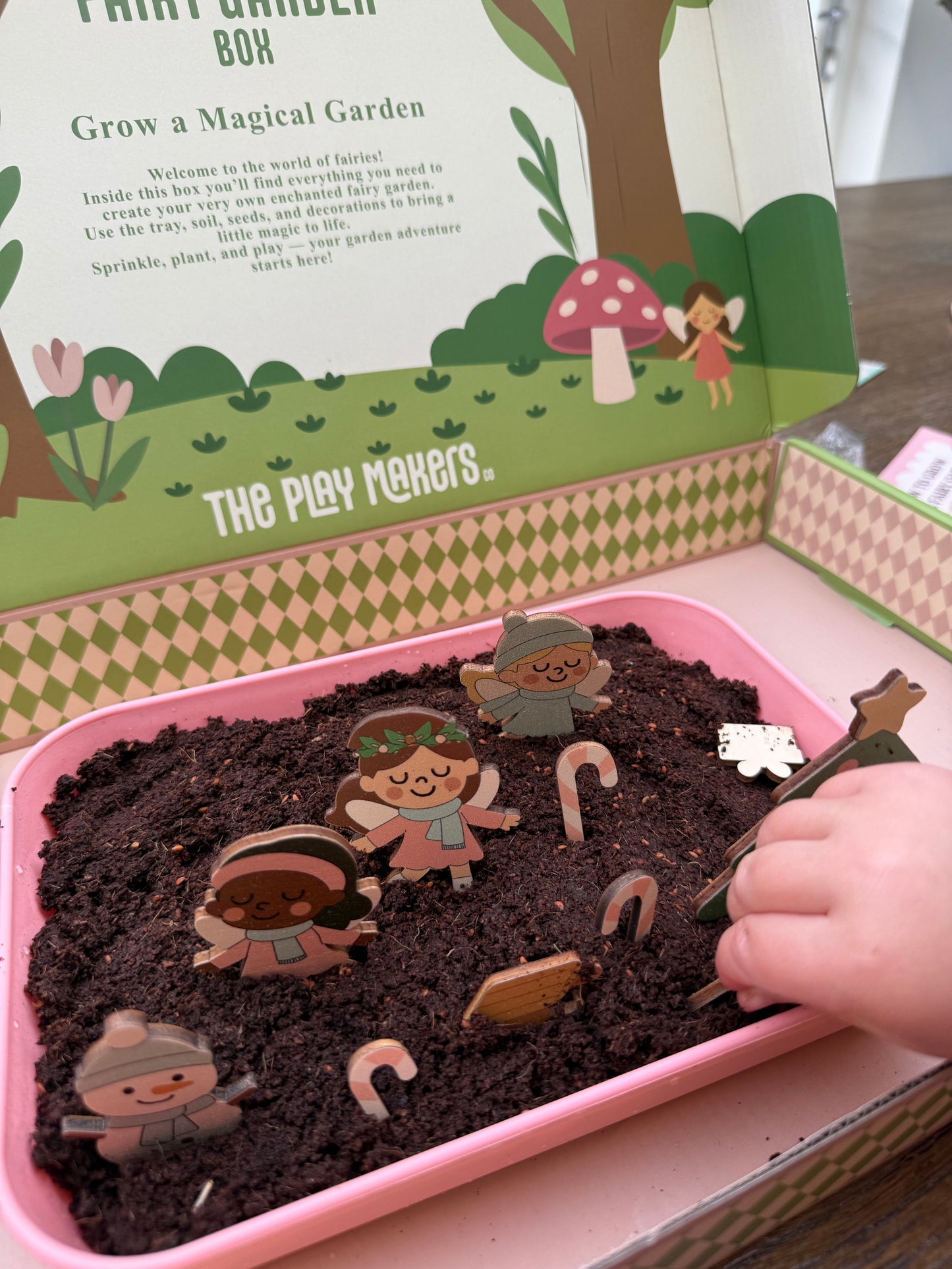 Fairy Gardening Kit for kids | Sensory Play set with Apron,Tray, Shovel, Fairies, Soil & Seeds | The Playmakers Co The Playmakers Co.