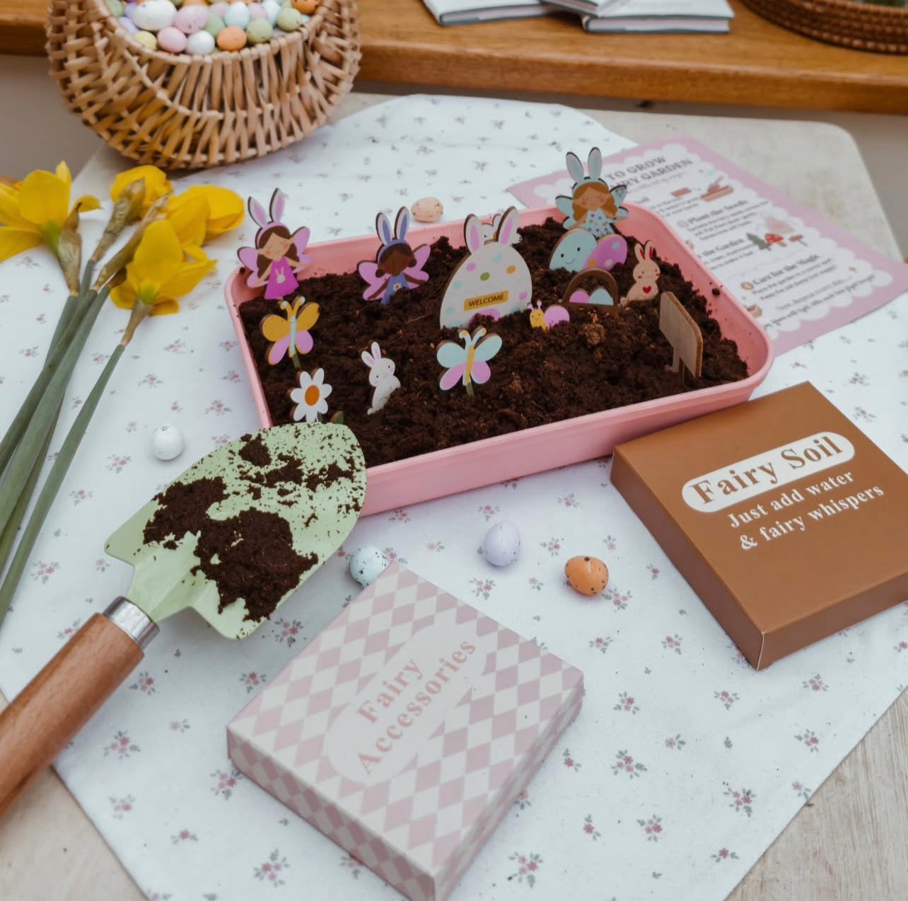 Fairy Garden Starter Kit (Apron,Tray, Shovel, Fairies, Soil & Seeds) The Playmakers Co.