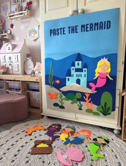 Back in stock: Paste The Mermaid Felt Play Board-Magical Dress up activity for girls The Playmakers Co.