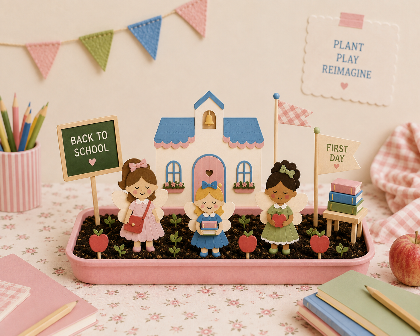Fairy School Back to School Fairy Garden Refill (Fairies, Soil & Seeds) The Playmakers Co.