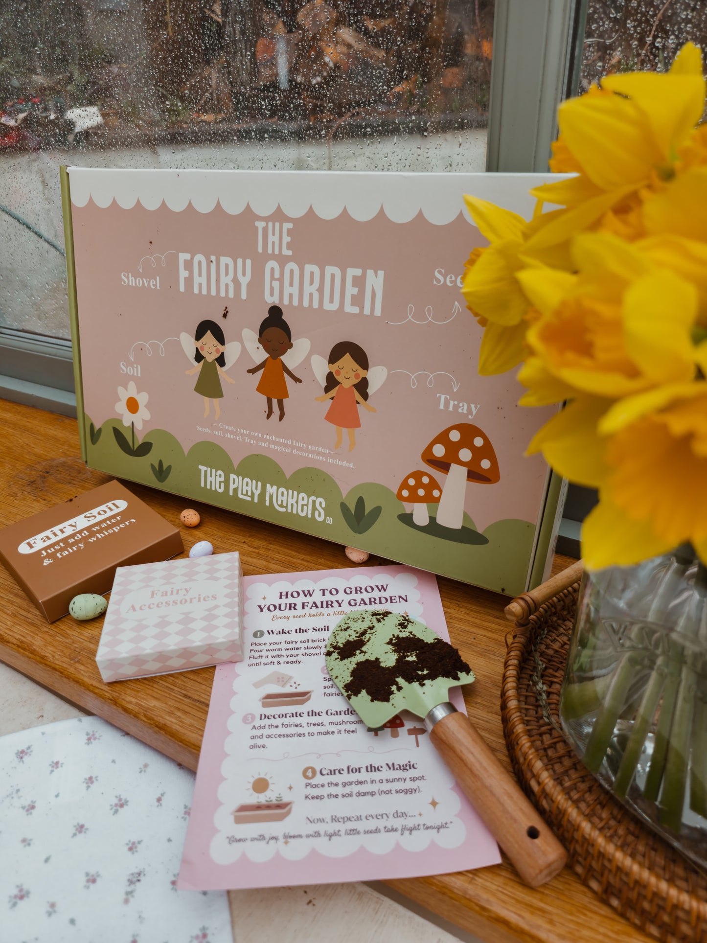 Fairy Garden Starter Kit (Apron,Tray, Shovel, Fairies, Soil & Seeds) The Playmakers Co.