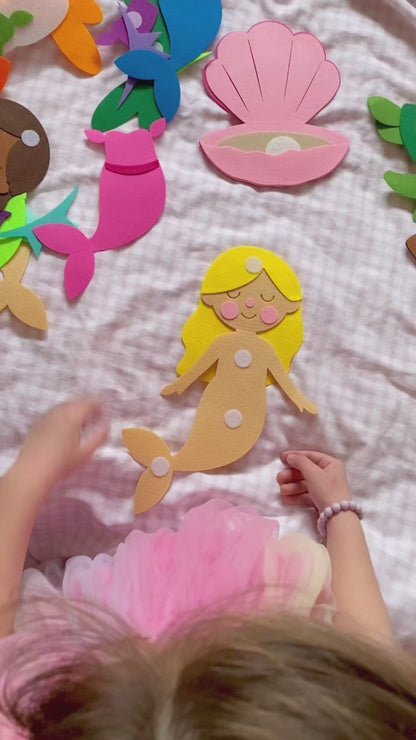 Paste The Mermaid Felt Play Board-Magical Sensory Dress up activity for kids | The Playmakers Co